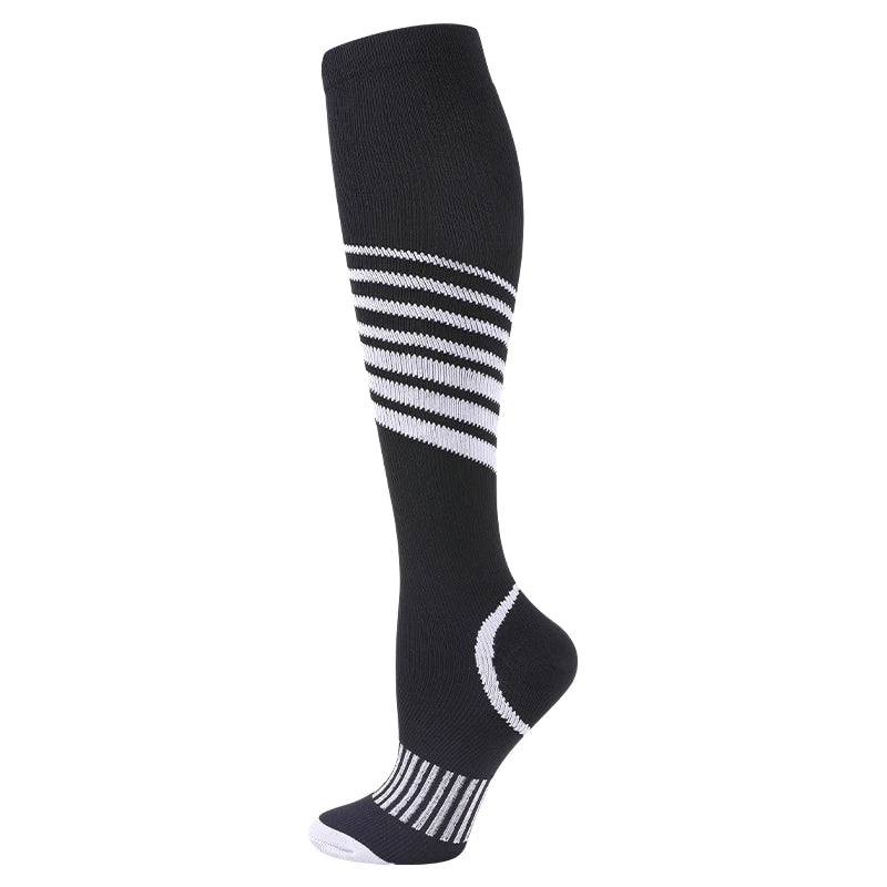 Compression Socks For Running & Sport - 20-30 mmHg Knee High Black Anti Fatigue