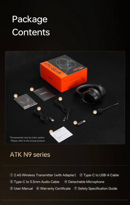 ATK N9 2.4GHz Wireless Gaming Headset with Mic for PS5 PS4 PC Mac Playstation Bluetooth Gaming headphone with Microphone