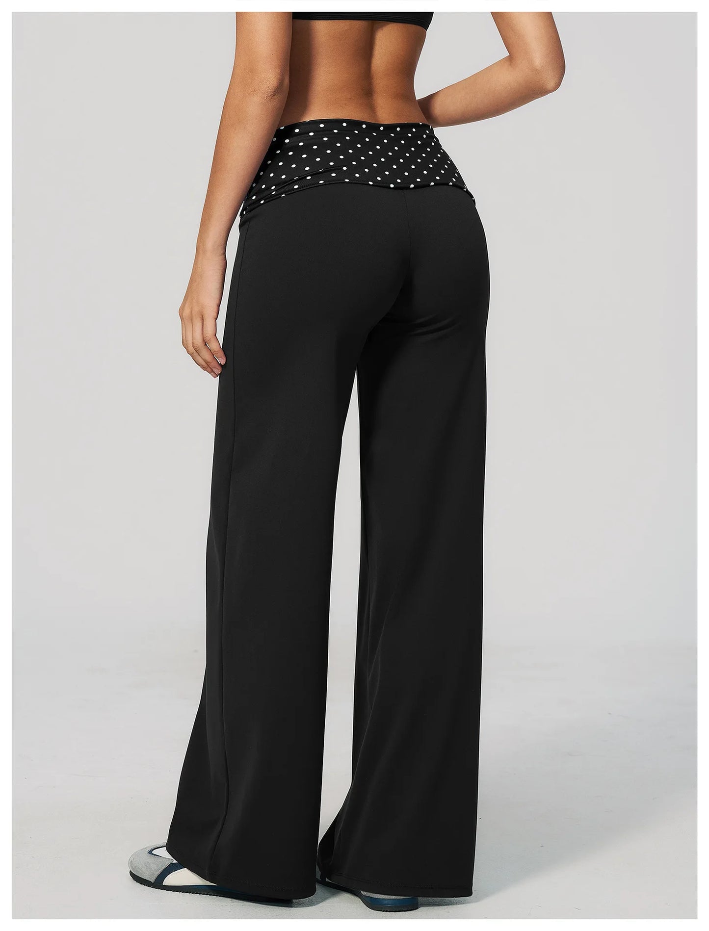 Women's Wide Leg Yoga Pants Breathable Sports Fitness Bell-bottoms High Waist Striped Yoga Pants Polka Dot Workout Flared Pants