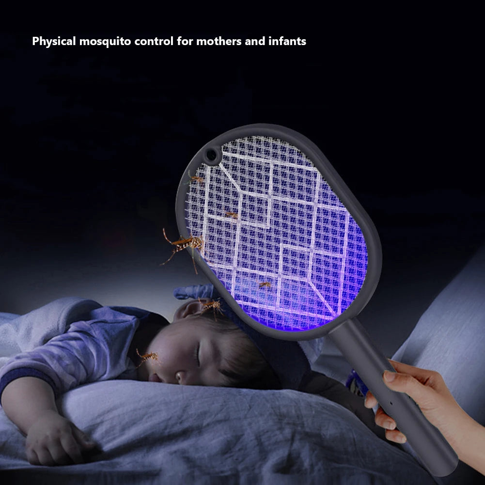 2-in-1 Electric Mosquito Swatter Mosquito Killer USB Rechargeable Angle Adjustable Electric Bug Zapper Fly Bat Insect Swatter