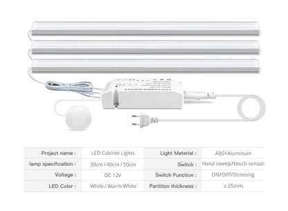 Motion Touch Sensor LED Lights Wireless Light Penetrable Wood Aluminum Bar Light Cabinet Wardrobe Lamp Backlight For Kitchen