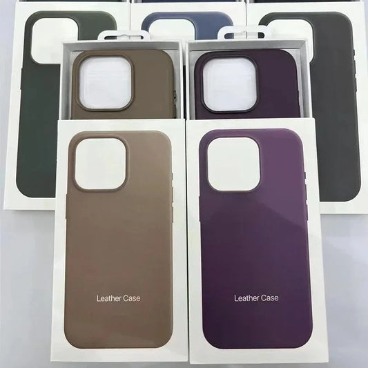 Official for Magsafe Leather Case for IPhone 16 15 14 13 12 Pro Max 17 Pro Magnetic Protective Cover Anti-drop Case