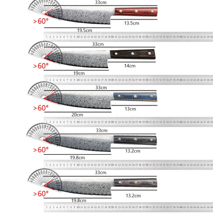 Damascus Chef Knife - Japanese Santoku Slicing Knife with Solid Wood Handle