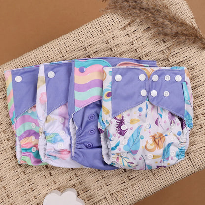 Eco Friendly Cloth Diaper - HappyFlute 4Pcs Reusable Baby Diaper Set Waterproof Pocket Design