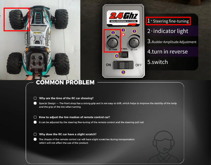 116 4WD RC Monster Truck - High Speed Drift Remote Control Car for Kids - ZOOMNSTORE