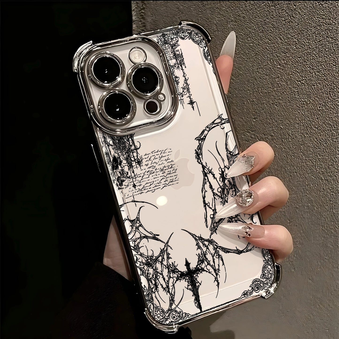 Cool Dark Gothic Cross Mark Line Plating Phone Case For IPhone 17 16e 16 15 14 13 12 11 Pro Max X XR XSMax 7 8 Mini Air Plus