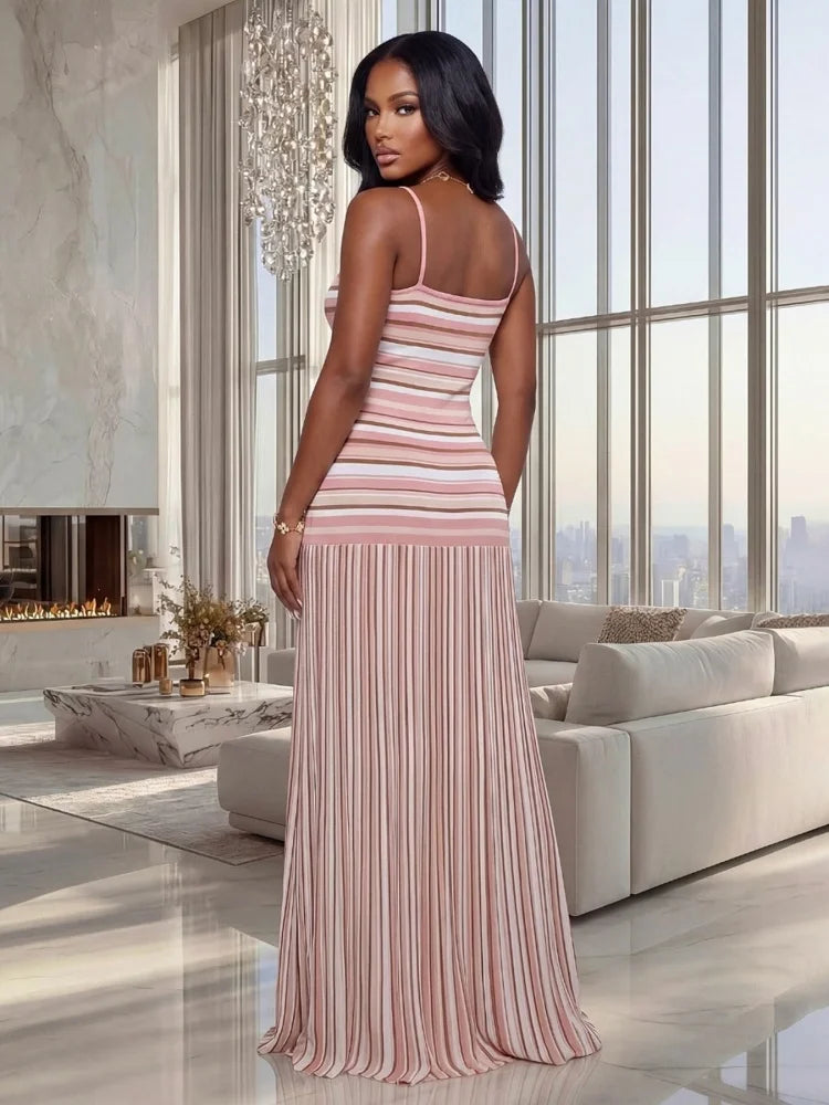 Wmstar Dresses for Women Wholesale Summer Halter Backless and Striped Design Fresh and Breezy Summer Resort Dress Drop Shopping