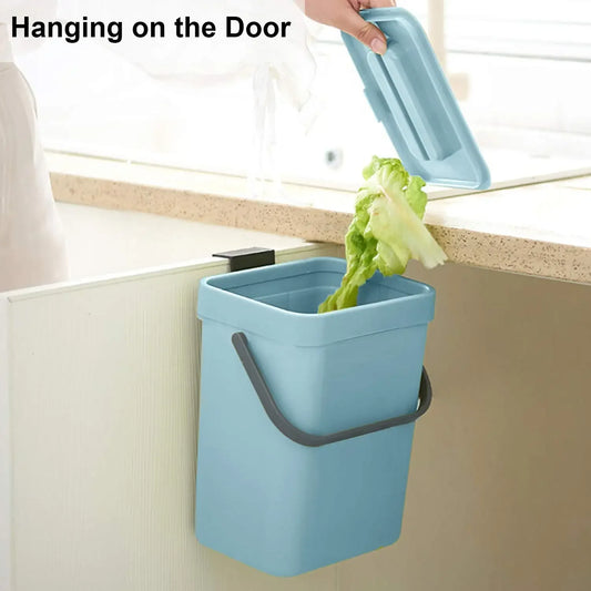 Hanging Small Trash Can with Lid - Under-Sink Food Waste Bin for Kitchen and Bathroom