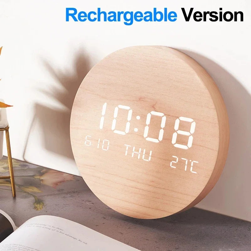 LED Digital Wall Clock - Multi-Function Silent Time  Temperature Display for Home  Bedroom