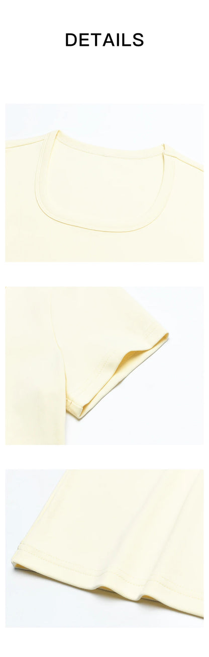 Women's Square-Neck T-Shirt – Elegant Cotton Short-Sleeve Top