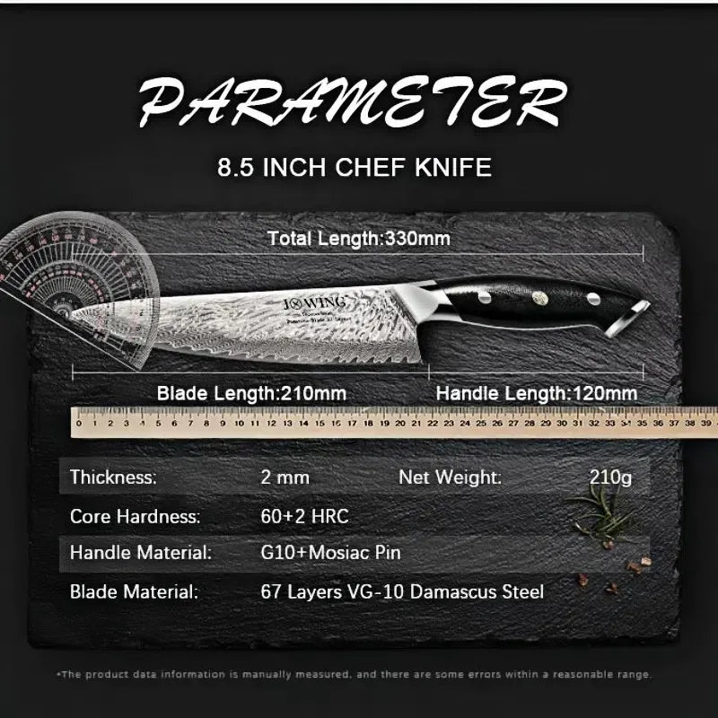 Damascus Chef Knife - AUS-10 Steel 67-Layer Vg10 Slicing Cleaver for Meat and Fish