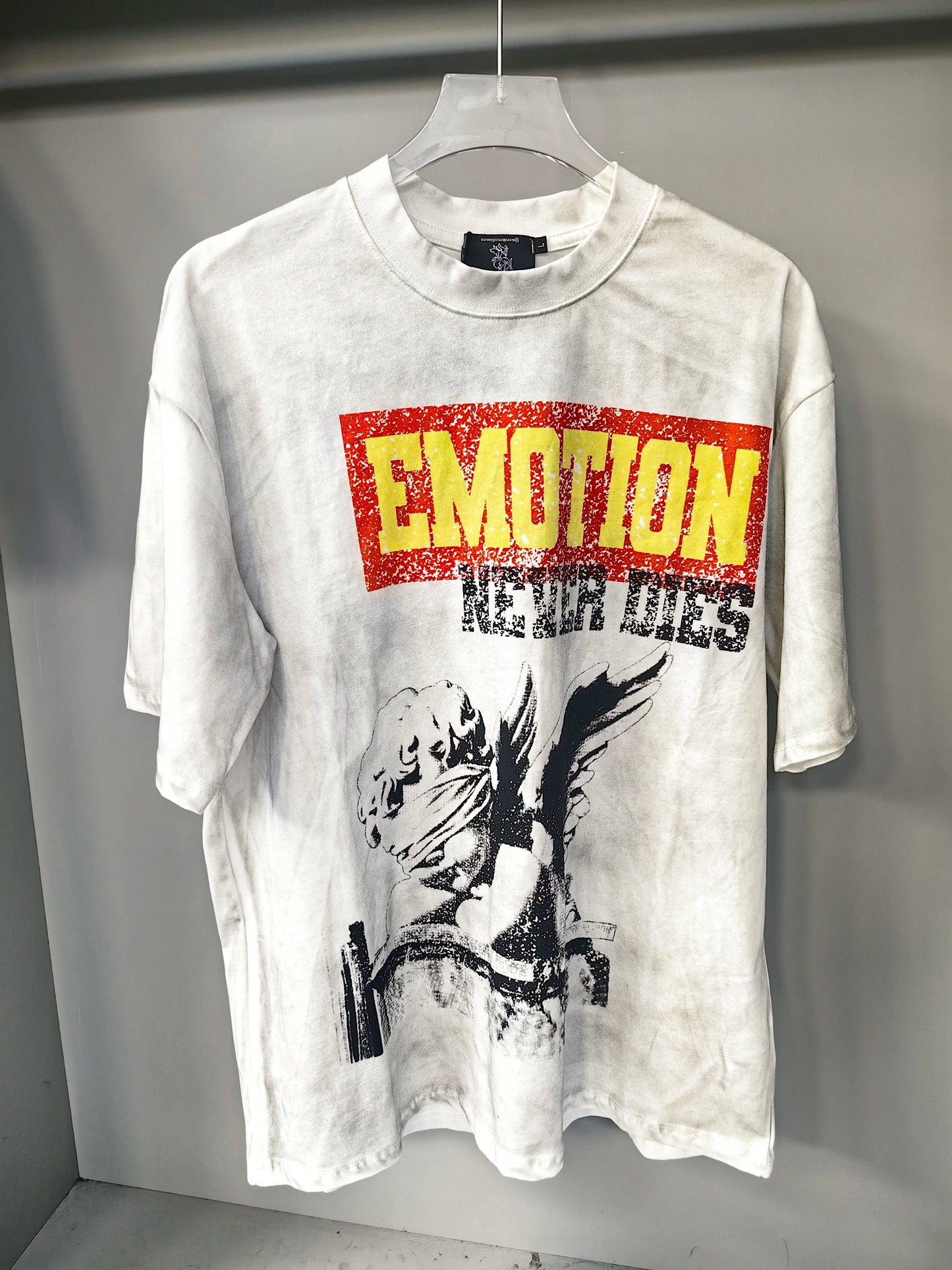 141# New fashion trend brand MIXEDEMOTION printing Shirt Streetwear Cotton Loose Round Neck Oversized Tee Top men t-shirt
