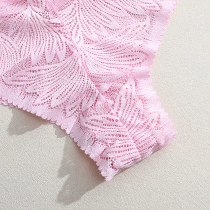 6pcs Women's Sexy Lace Breathable Panties Seamless High Waist Transparent G-String Solid Color Hollow Breathable Underwear S-XXL