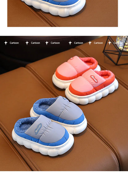 Children Winter Slippers - Waterproof Kids Cotton Slippers | Warm Woolen Home Shoes