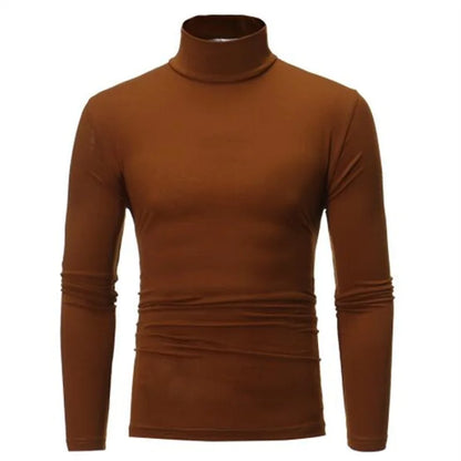 1/2pcs Autumn  Winter Men's High Neck T-shirt Slim Fit Fashion High Elastic Long Sleeve Casual Breathable Apparel Pullover