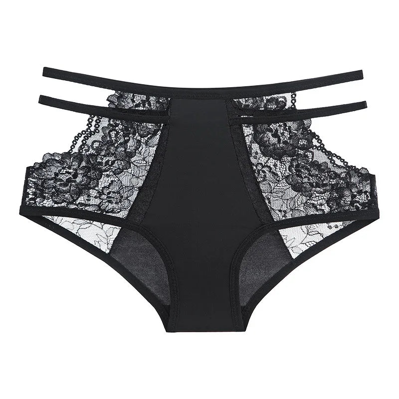 Women's Underwear Sexy Lace Panties Plus Size High Waist Ice Silk Briefs Fashion Seamless Hollow Out Underpants Female Lingerie