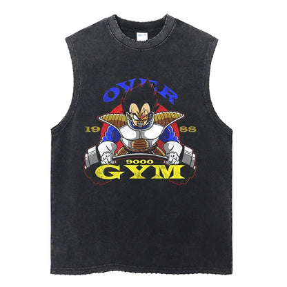 Vintage Vest Washed T-Shirt Anime Dragon Ball Graphic Tank Top Cotton Sleeveless Streetwear Loose GYM T Shirt Men's Clothing