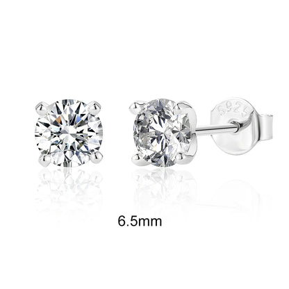 Moissanite Stud Earrings - 0.5 Carat D Color 925 Sterling Silver Sparkling Ear Studs