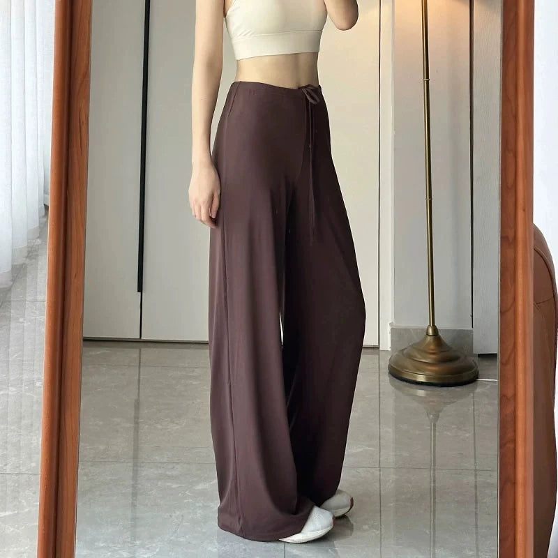 Women's Buttery Soft Wide Leg Yoga Pants - Elastic Waist, Cooling Breathable, Natural Drape Straight Leg Workout Pants