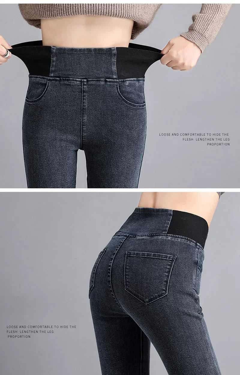 New Elastic Waist Skinny Jeans Women Spring Slim Stretch Denim Pants Vintage Pencil Vaqueros Mom Pantalones De Mujer PTKPCC