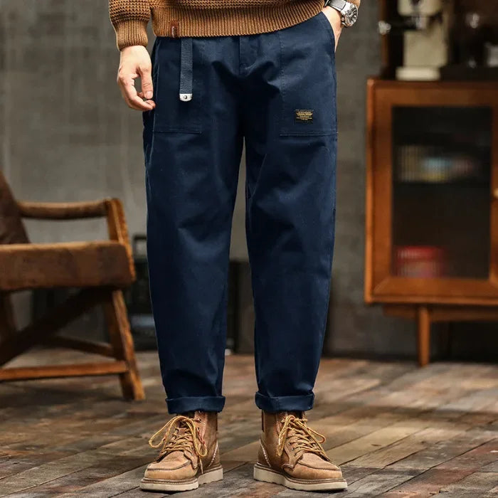 HIQOR Men's Loose Profile Pants American Vintage Trousers For Men High Waist Army Green Men's Casual Pants Cargo Trousers Male