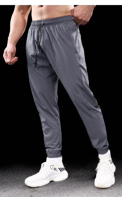 Men Running Trousers - Loose Fit Sports Fitness Pants With Elastic Waist Band