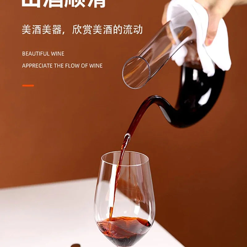 Crystal Wine Decanter 1500ML Handmade Lead-Free Glass Jug With Pourer Aerator