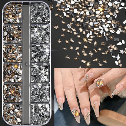 Ocean Gold Nail Art Charms - 3D Shell Seahorse Starfish Pearl Gems Studs