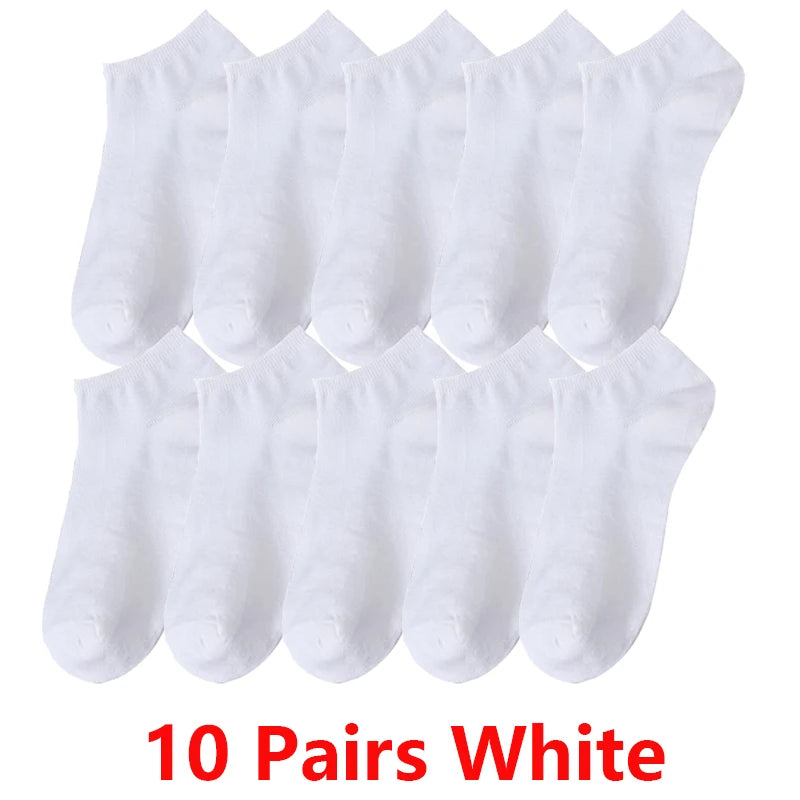 10/20/30 Pairs Men's Ankle Socks Solid Color Breathable Comfy Sweat-absorbing Boat Socks Casual Short Socks