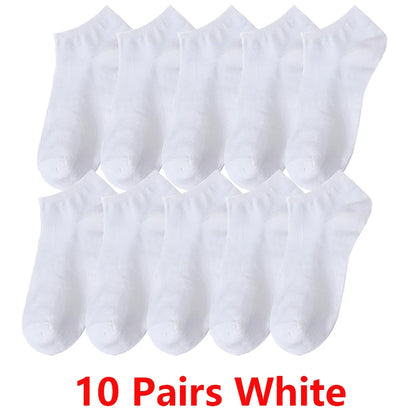 10/20/30 Pairs Men's Ankle Socks Solid Color Breathable Comfy Sweat-absorbing Boat Socks Casual Short Socks