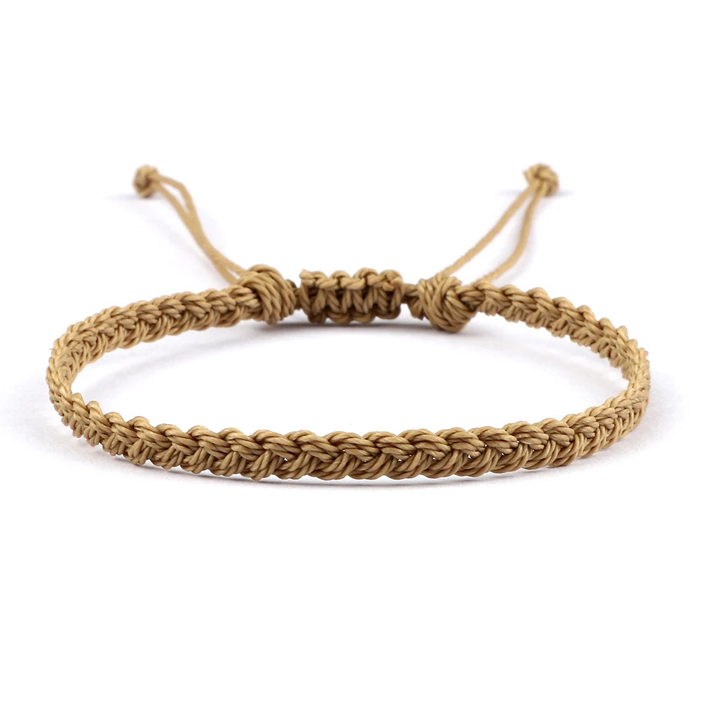 Handmade Braided Bracelets - Adjustable Waxed Thread Charm Jewelry for Men  Women
