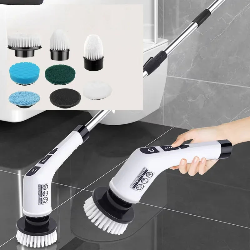 8-in-1 Multifunctional Electric Cleaning Brush Bathroom Kitchen Brush Cleaning With LED NightLight Rotatable Household Brush