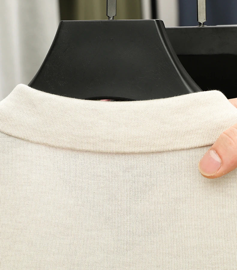 100%  Lyocell Knitwear 2025 Men Spring Summer Trendy Turn Down Collar Knit Tees Short Sleeve Breathable Knit Tops