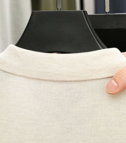 100%  Lyocell Knitwear 2025 Men Spring Summer Trendy Turn Down Collar Knit Tees Short Sleeve Breathable Knit Tops