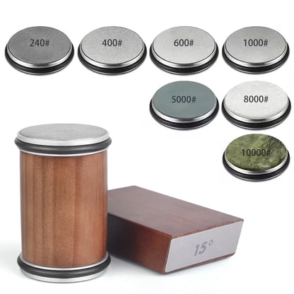 Rolling Knife Sharpener Kit – Diamond Stone with 15°/20° Angles & Magnetic Holder