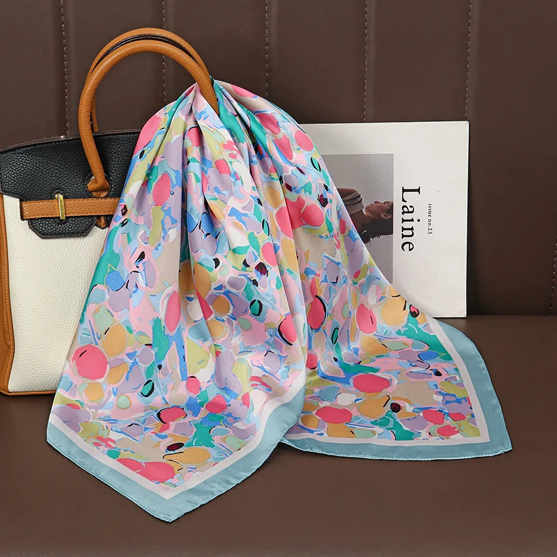 Luxury Satin Silk Scarf - Womens Fashion Shawl Hijab Neckerchief Bandana 2023