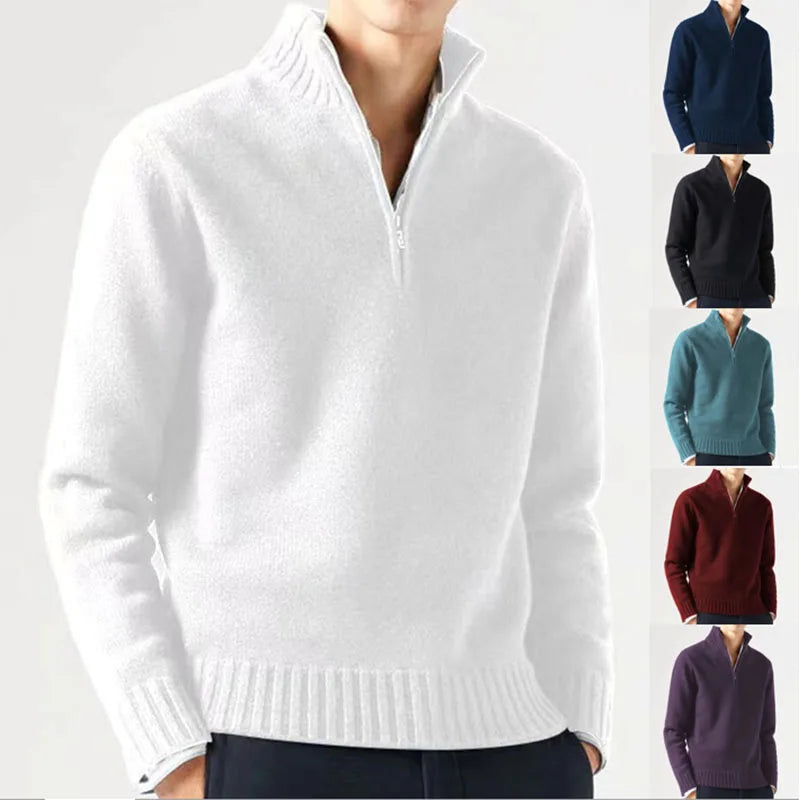Mens Winter Casual Daily Warm Coats Turtlenecks Half Zipper Sweaters Knitwear Spring Pullovers Solid Long Sleeved Tops for Male