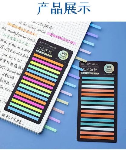 Transparent Rainbow Sticky Notepads - 300 Sheets Kawaii Memo Pad