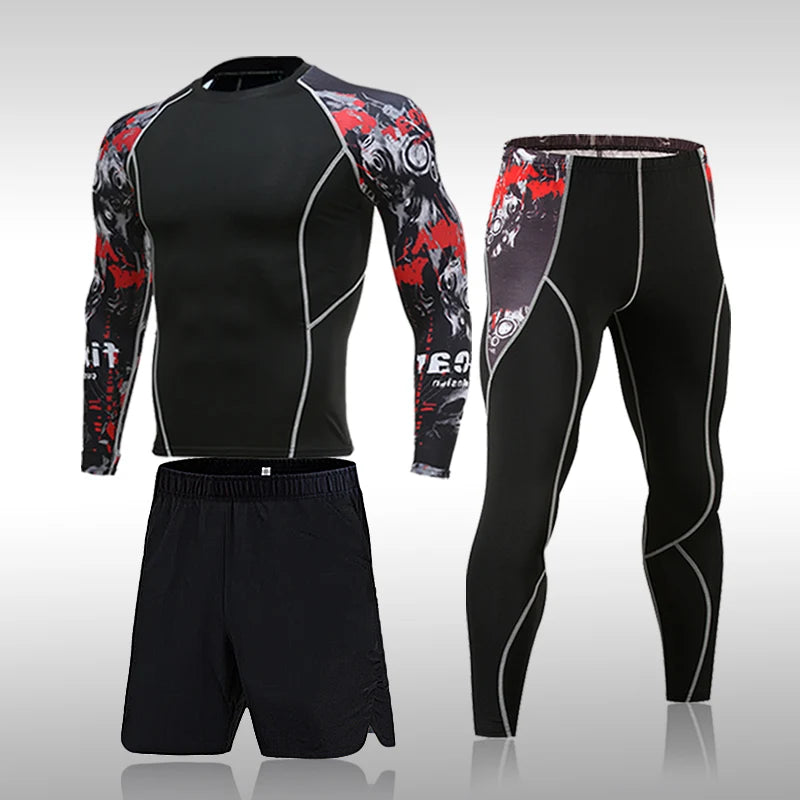 Men's Compression Gym Tights - Muscle Support Workout Pants | Quick Dry Sportswear Set