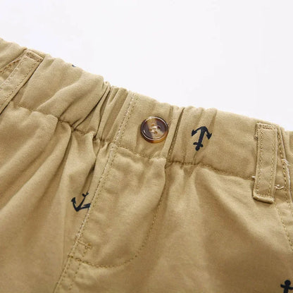 Boys Cotton Anchor Shorts - Toddler Summer Beach Capris 2-9 Years