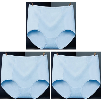 3pcs Pure Cotton Brief Female Solid Panties Girls High Waist Comfort Underpants Lady Plus Size Underwear Women Ventilate Pantys