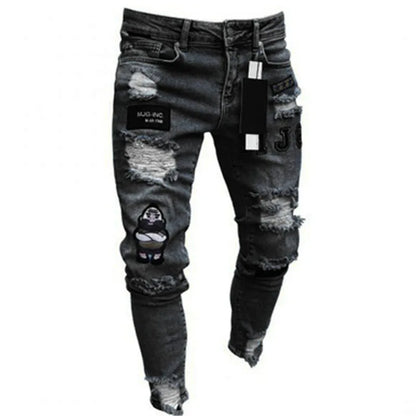 2025 New Solid Color Fashion Men Casual Pants Stretch Jeans Skinny Work Trousers Male Wash Slim Fit for Zippered Jeans Men Cloth