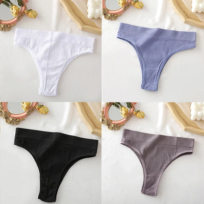 FINETOO 4PCS/Set Seamless Women Pantys High Waist Briefs Solid Color Brazilian Panties Girls Sexy Underpants For Women Lingerie