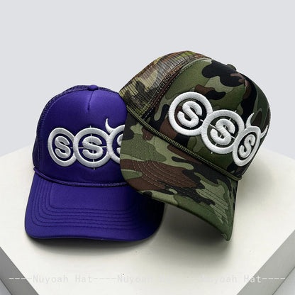 New Unisex Personal Devil Horns Letters Embroidery Baseball Hats Breathable Mesh Sunshade Hip Hop Trucker Caps Versatile Outdoor
