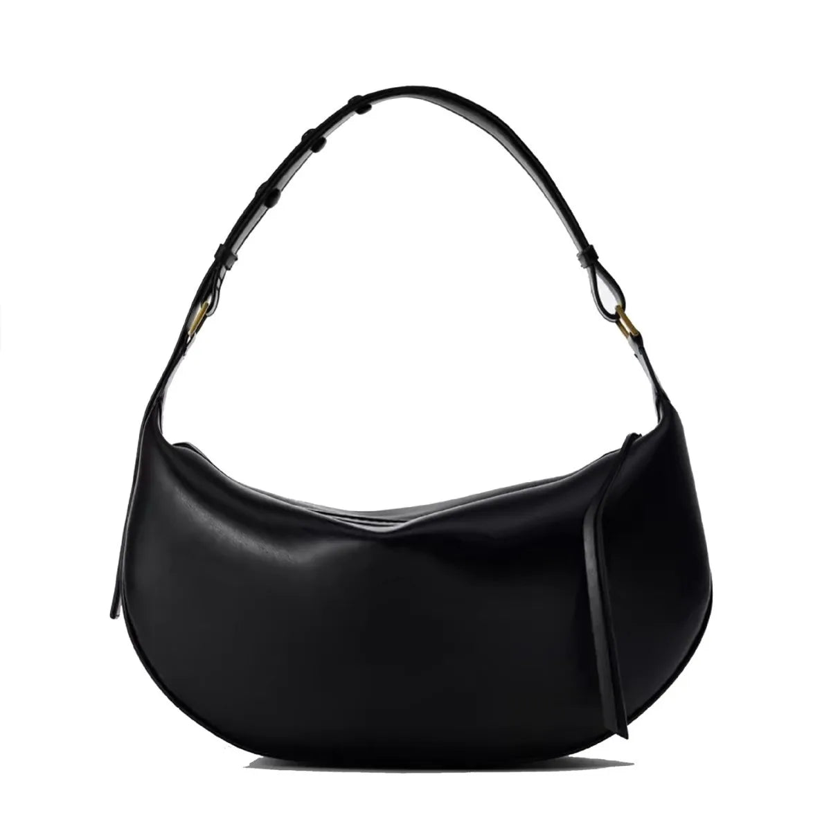 PU Leather Shoulder Bag - Dumpling Crescent Soft Hobo Bag for Women with Zipper Closure