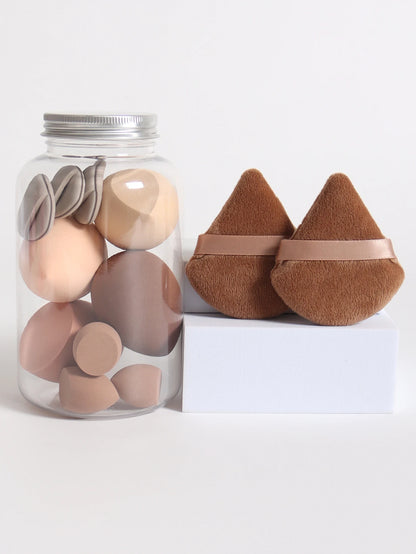 Makeup Sponge Set – 12 Piece Latex Free Sponges with Storage Jar for Wet Dry Use