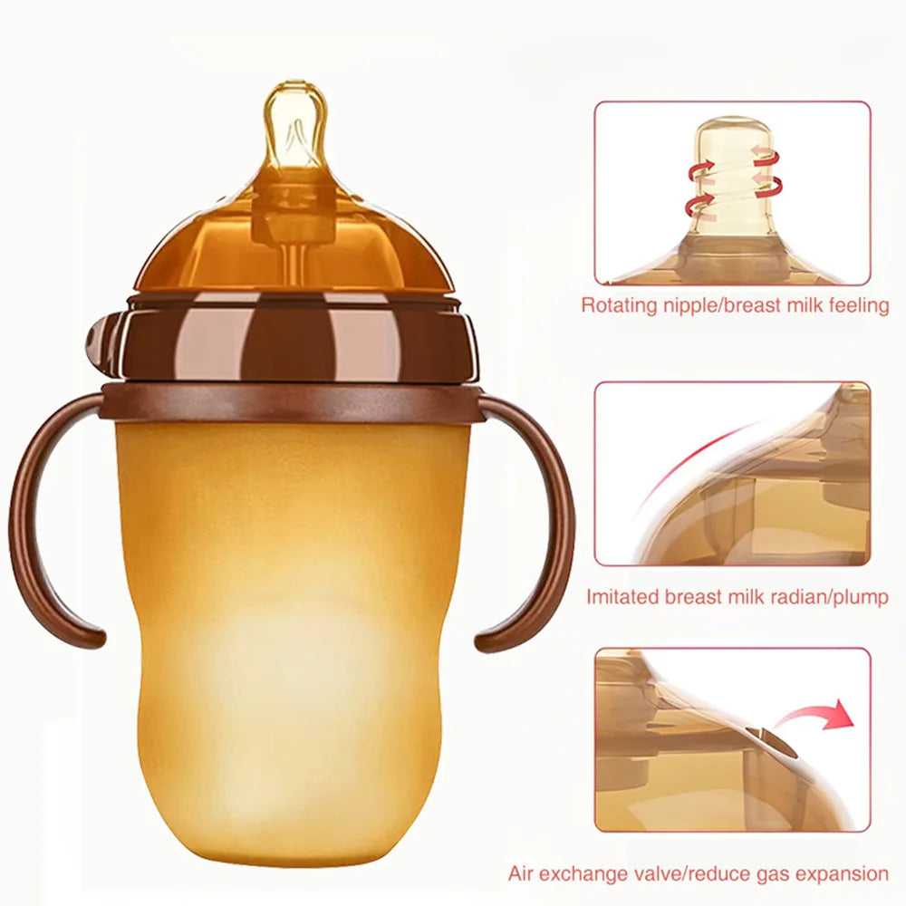 150ML/250ML Portable Baby Bottle Slicone Feeding Bottle With Handle Baby drop-resistant Bottles Newborn Bottle BPA Free