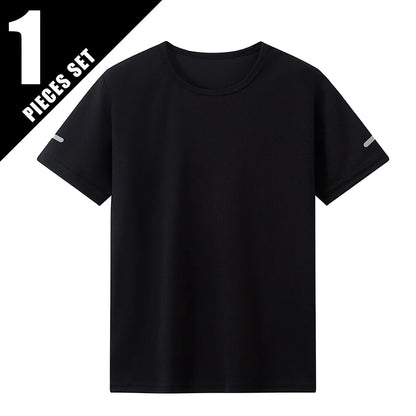 1/4piece Spring/Summer Youth Plus Size 13-16 Years Old Quick Drying Sports Short Sleeved T-shirt Versatile Top For Boys And Girl