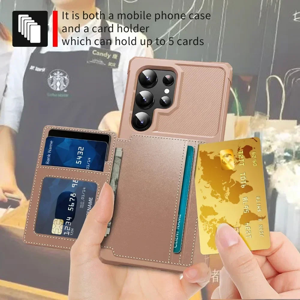 Card Wallet Case for Samsung Galaxy S24 S23 FE S25 Plus S22 S21 S26 Ultra A17 A37 A56 A36 A55 A35 A15 A54 A34 A52S A05S A05 A16