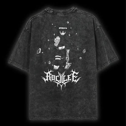 Men Streetwear Tshirt Japanese Naruto Anime Graphic T-Shirt Cotton Harajuku Washed T Shirt Summer Hip Hop Tops Tees Black